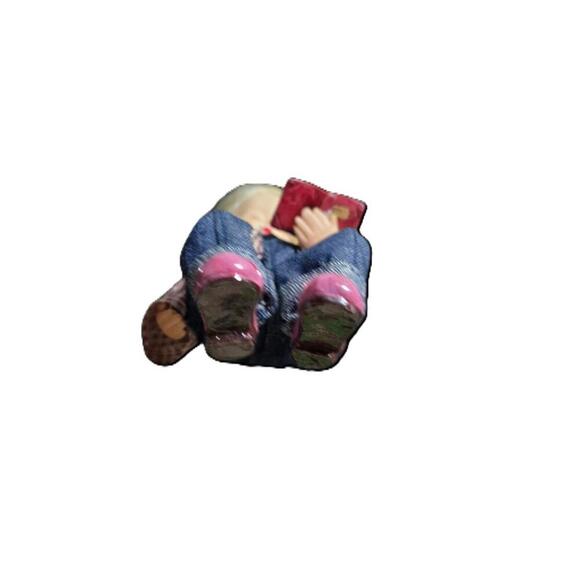 Porcelain Napping Girl Doll Holding Story Book - Picture 6 of 7